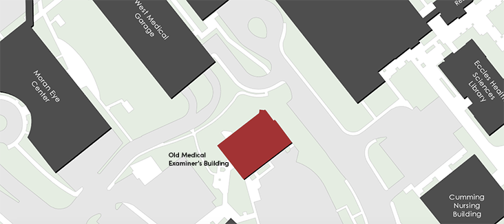 Map showing old Medical Examiner's Building