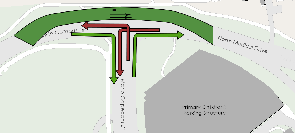 North Medical Drive and Mario Capecchi Drive Intersection Construction Map