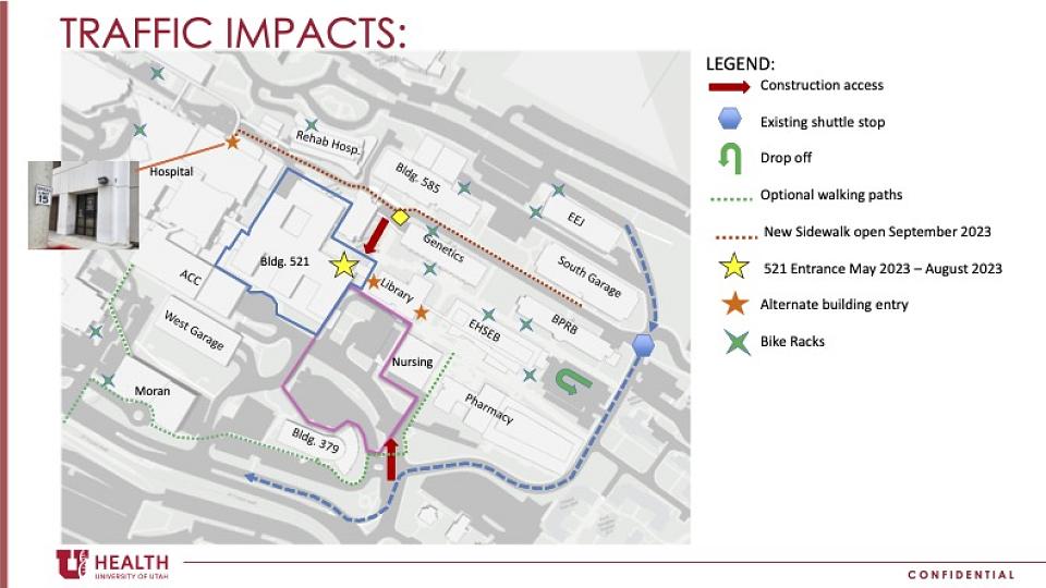 Pathway Closures and Alternate Routes around Spencer Fox Eccles School of Medicine Construction